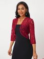 SHEIN Lady Women'S Solid Color Lace Jacket