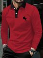 Men's Polo Shirt With Horse Print And Long Sleeves