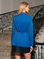 Anewsta Women'S Lapel Collar Flip Detail Blazer Jacket