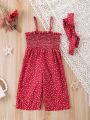 Baby Girl Polka Dot Print Ruffle Panelled Suspender Romper