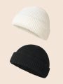 2pcs Plain Simple Knit Melon Cap