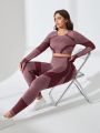 Yoga Basic Plus Size Color Block Seamless Sportswear Set