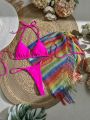 SHEIN Swim Vcay 3pcs/set Separated Swimsuit With Random Color Skirt