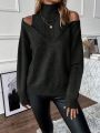 SHEIN Essnce Cold Shoulder 2 In 1 Sweater