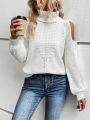 Turtleneck Cold Shoulder Sweater