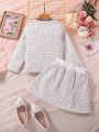 SHEIN Kids Nujoom Girls' Lady Style Short Top & Princess Style Skirt Set For Spring/autumn