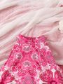 SHEIN Kids SUNSHNE Little Girls' Paisley Printed Vest And Layered Hem Skirt Set