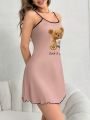 Women's Milk Tea Bear Print Cami Nightgown