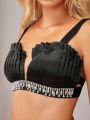 Asavvy Rhinestone Detail Pleated Cami Top