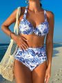 SHEIN Swim BohoFeel Women's Floral Print Swimsuit Set