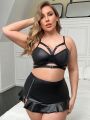 Music Festival Plus Size Hollow Out Sexy Lingerie Set