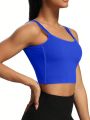 Solid Twist Backless Sports Tank Top