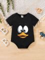 Newborn Baby Boys' Casual Basic Bodysuit With Fun Letter Pattern, Perfect For Layering