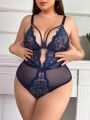 Plus Size Women's Sexy Lace Mesh Bodysuit Lingerie