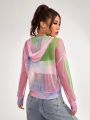 1pc Colorful Mesh Sports Hoodie