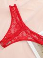 4pcs Perspective Lace Thong