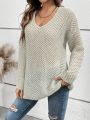 SHEIN Frenchy Women's Long Sleeve Hollow Out Sweater