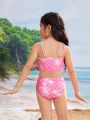 Little Girls' Fish Scale Printed Swimsuits 3pcs-Set