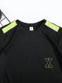 SHEIN Teen Boy Casual Color Block Round Neck Pullover Knitted Sportswear 2 Colors 1pc Each Set