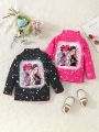 SHEIN Kids EVRYDAY Young Girl 2pcs Figure Graphic Mock Neck Tee