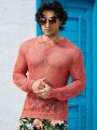 Men'S Solid Color Hollow Out Knitted Long Sleeve Sweater