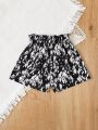 SHEIN Kids EVRYDAY Girls' Loose Fit Printed Casual Shorts For Spring And Summer