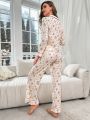 Ditsy Floral Print Contrast Piping PJ Set