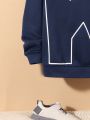 SHEIN Tween Boy Letter Graphic Hooded Sweatshirt