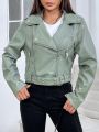 Women's Belted Jacket With Pointed Lapels