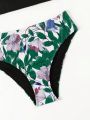 Teen Girls' Halter Top And Plant Printed Bikini Set