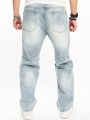 Men Slant Pocket Straight Leg Jeans