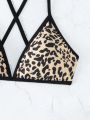 Random Leopard Print Bikini Top