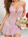 Heart Patterned Lace Splicing Cami Nightgown