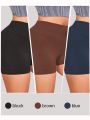 Plus 3pcs Four-way Stretch Wide Waistband Sports Shorts