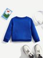 Baby Boys' Casual Cartoon Patterned Pullover Sweatshirt With Long Sleeves, Suitable For Autumn And Winter