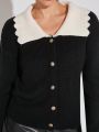 Love Sadie Exaggerated Collar Button Cardigan