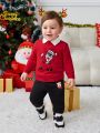 SHEIN Baby Boy Christmas Santa Claus Print Sweater Without Shirt