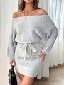 SHEIN Privé Batwing Sleeve Bodycon Sweater Dress