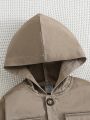 Boys' Casual Hooded Cardigan With Pockets, Autumn And Winter