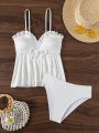 SHEIN Swim Mod Women's Hollow Embroidered Bikini Set