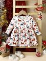 Baby Girl Christmas Elk & Tree Print Dress