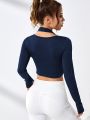 Solid Halter Neck 2 In 1 Crop Top