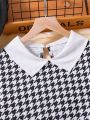 Teenage Girls' Plaid Pattern Long Sleeve Shirt With Bow Tie