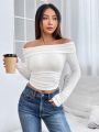 SHEIN PETITE Women's Off Shoulder T-shirt