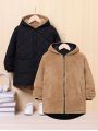 SHEIN Kids EVRYDAY Tween Boy Dual Pocket Zipper Hooded Thermal Lined Reversible Winter Coat