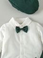 Baby Boys' Butterfly Collar Shirt, Button Up Vest, Suit Jacket, Suspenders Shorts, And Hat Set