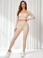 SHEIN Daily&Casual Women'S Solid Color Athletic Slim Fit Tracksuit