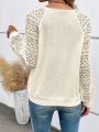 Contrast Lace Raglan Sleeve Sweatshirt