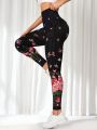 Yoga Floral Floral Printed High Waist Sports Leggings