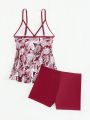 SHEIN Swim Classy Women'S Floral Printed Cami Tankini Set